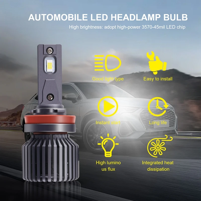 차량용 LED 헤드라이트 전구, 백색 안개등, 300W, 30000LM, 9005 9006, H7, H11, 6000K, P9