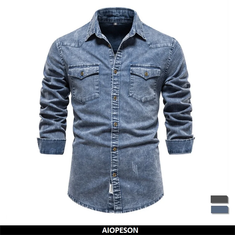 Mens Casual Shirts Denim Shirt Men Jeans Nice Fashion Autumn Sian Size 3XL  Slim Fit Long Sleeve Stylish Tops From Cacy, $53.04 | DHgate.Com