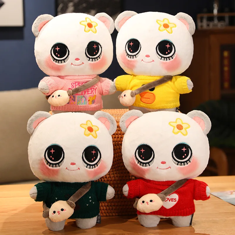 30cm Cute Cocoa Panda Plush Doll Anime Stuffed Animals Lovely Panda Wearing Sweaters Soft Kids Toys Gifts Kawaii Room Decor