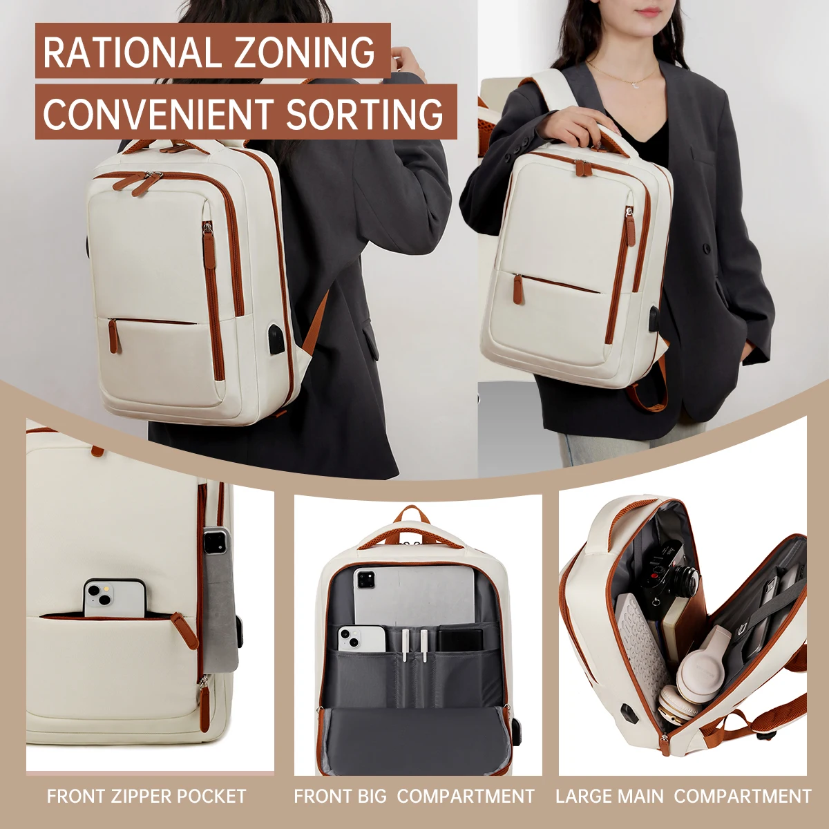 New Travel Backpack Women's Backpack Short-Distance Business Trip Lightweight Travel Bag Luggage Bag College Student Computer Sc