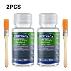 Clear Waterproof Insulating Varnish for Electronic Circuit Board Protection with Fast - Dry Formula and Application Brush (2PCS)
