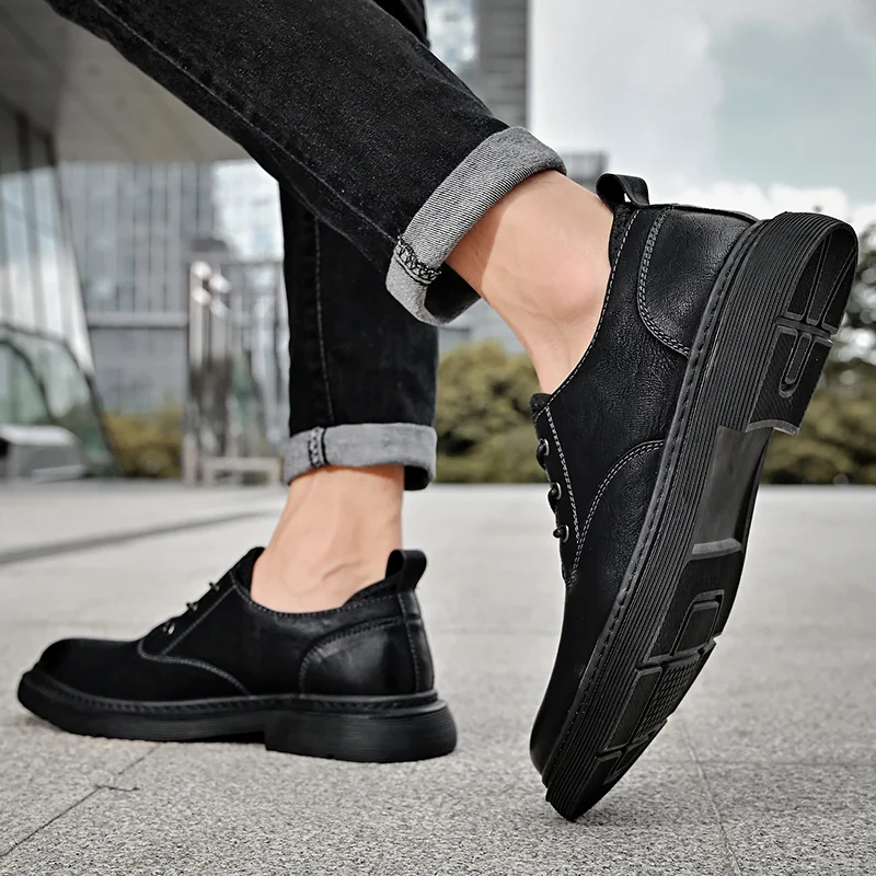 Scarpe casual in pelle da uomo Slip comode in pelle Casual Trekking Walking Trekking Leggere_voghion.com