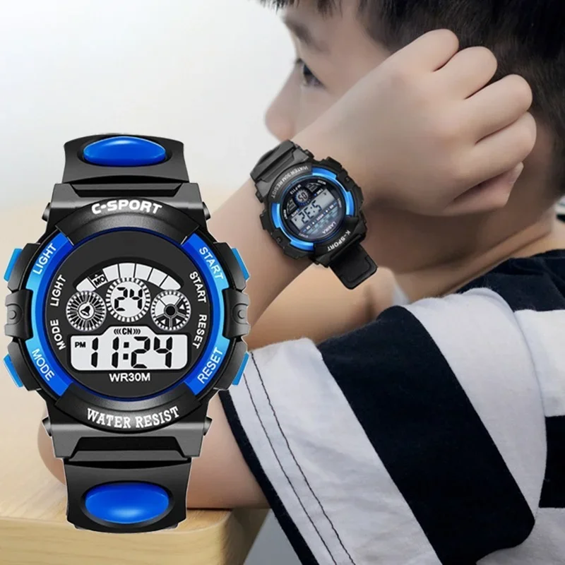Dětské elektronická hodinky barva světelný ciferník život vodotěsný multifunkční světelný alarm hodiny hodinky pro chlapci a holčičky