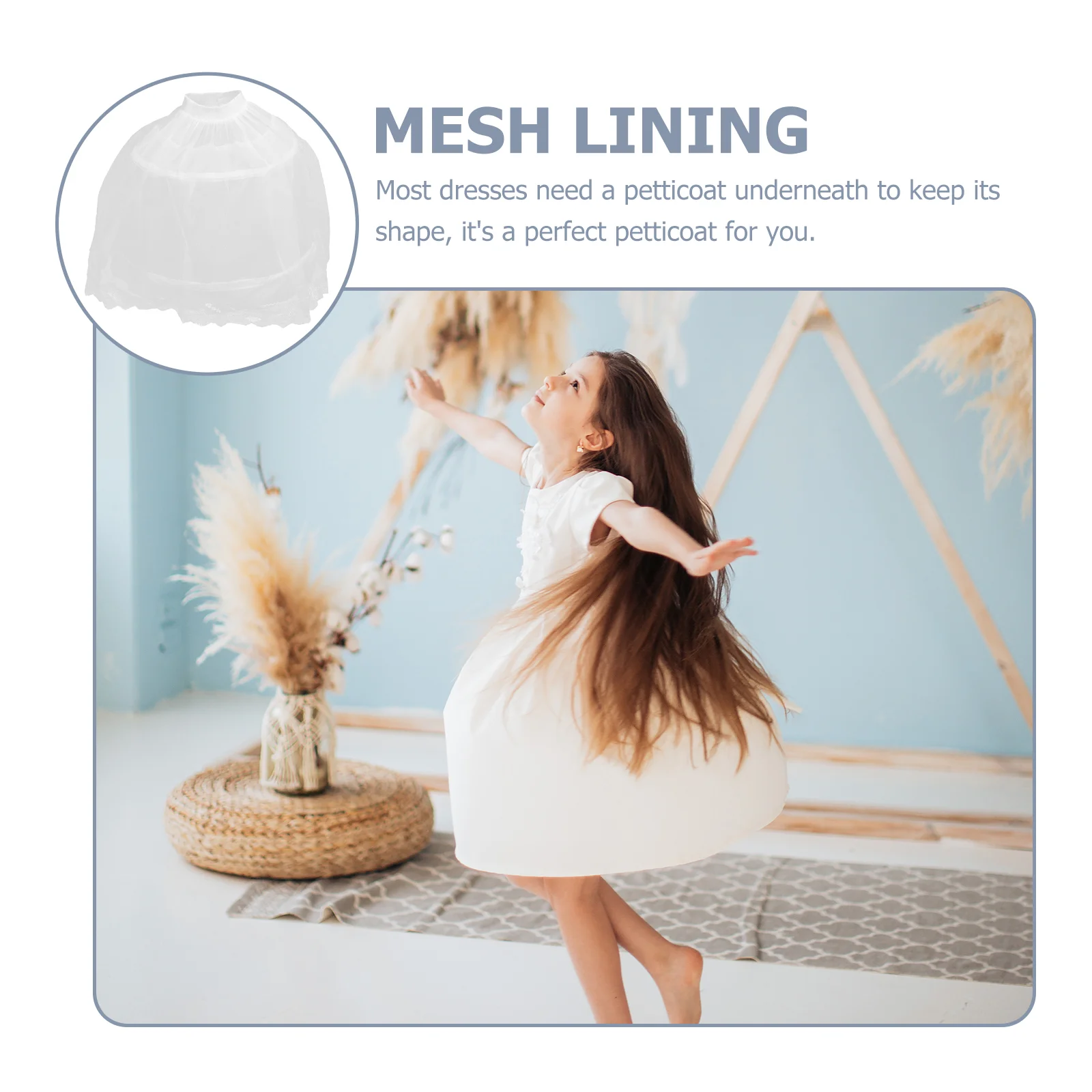 Children's Panniers Short Petticoat Lace Underskirt Vintage Dress Mesh Lining Polyester Taffeta Wedding Crinoline Women's
