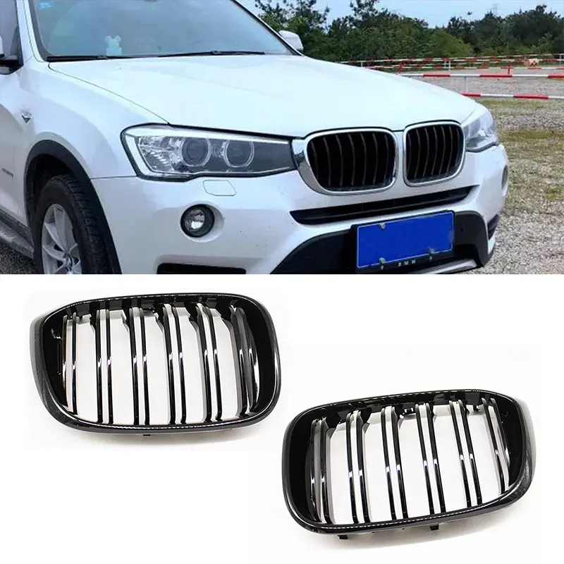 

1 Pair Car Front Hood Kidney Grille Grill Mesh Glossy Black Racing Grills For-BMW X3 G01 X4 G02 2018 2019 2020