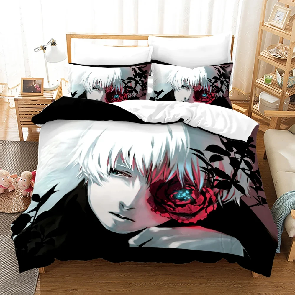 

Tokyo Ghoul Teenagers Bedding Coverlet Single Double Full Queen King Size Hip Hop Anime 3D Printed bedding set Soft and comforta