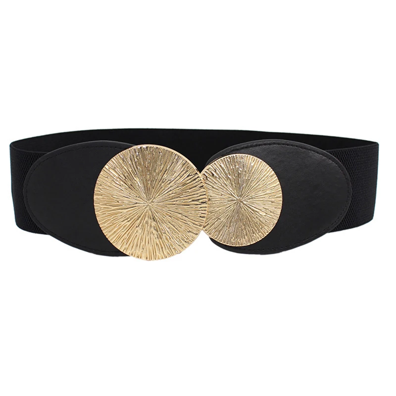Wide Elastic Waist Belt Ladies Retro Fashion Stretchy Stylish PU Leather Waistband forClothing Accessories Decoration