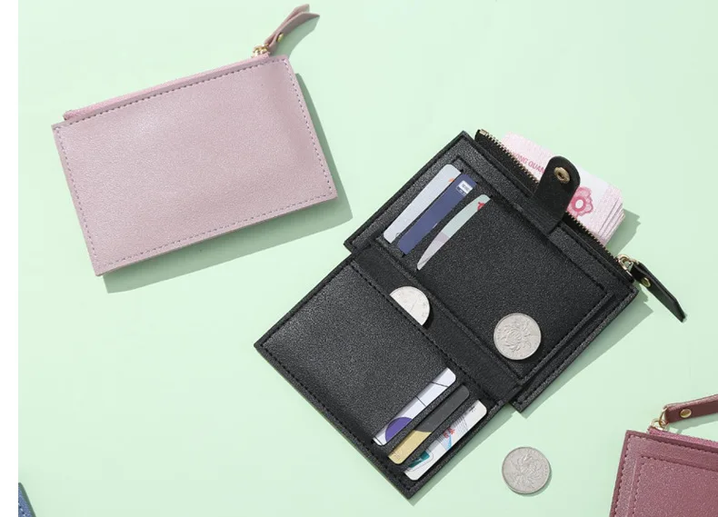 Uomo Donna Moda Tinta unita Carta di credito Carta d'identità Porta carte multi-slot Custodia a portafoglio mini portamonete in pelle PU casual_voghion.com