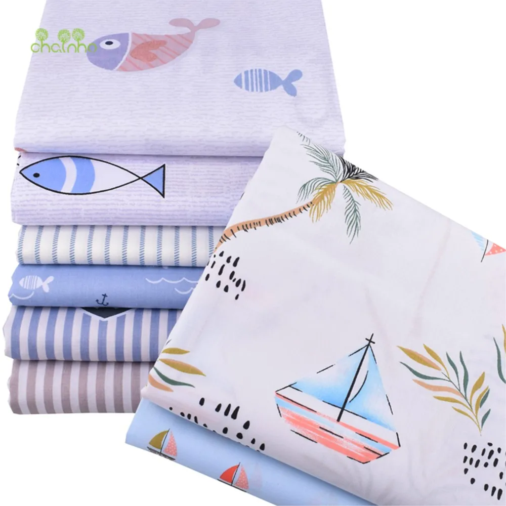 Chainho,Printed Twill Weave Cotton Fabric,Patchwork Cloth,DIY Sewing Quilting Material,Cartoon Series,8 Designs,2 Sizes,CC249