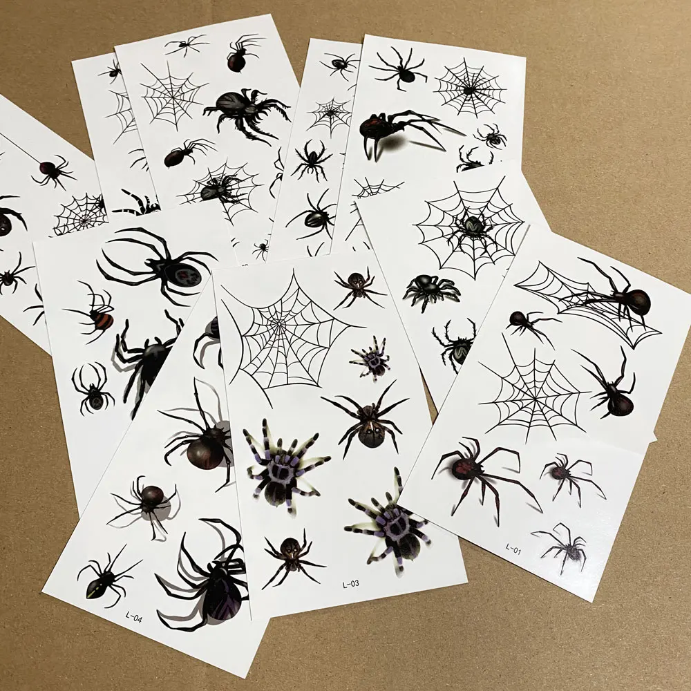 10 Sheets Spider Web Temporary Tattoos for Men Women Realistic Tattoo Stickers for Halloween Party Fake Tattoo Waterproof 5