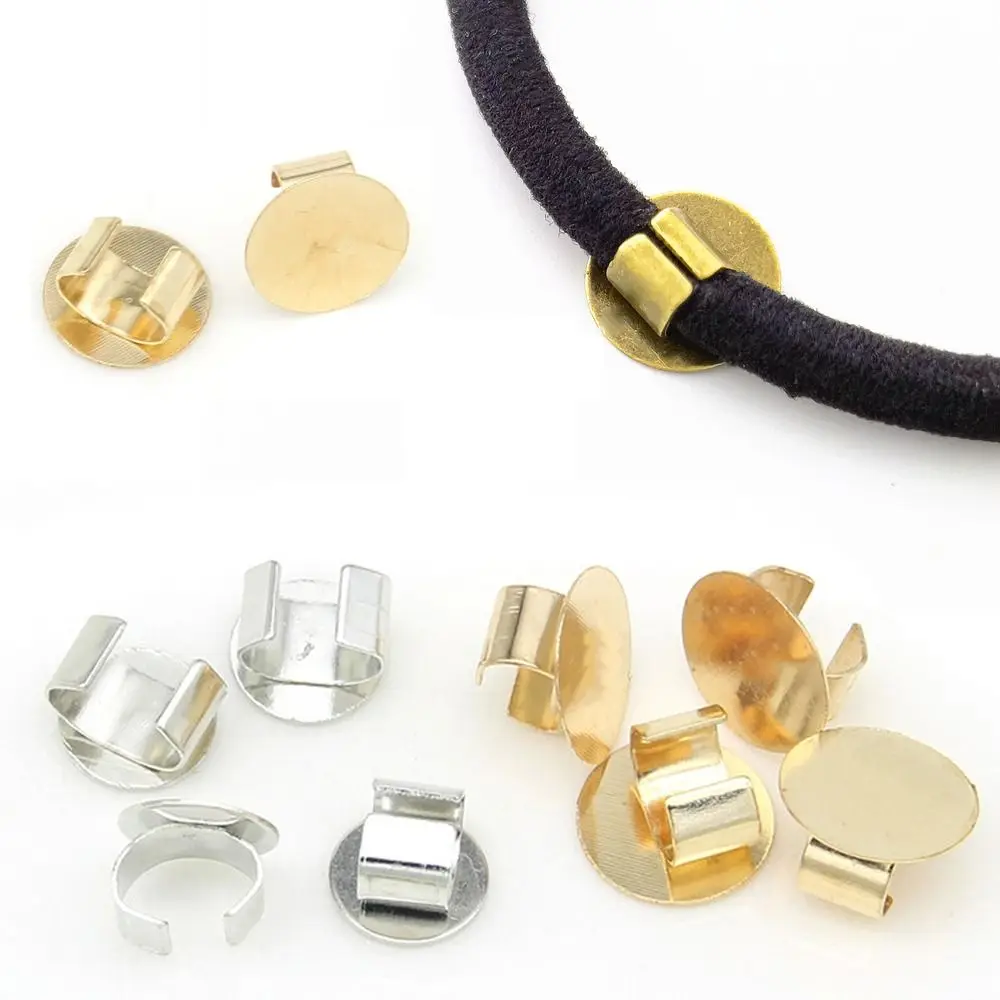 

100pcs Gold Silver Hair Rope Base Handmade DIY Crafts Hairband Connector Metal C Buckle