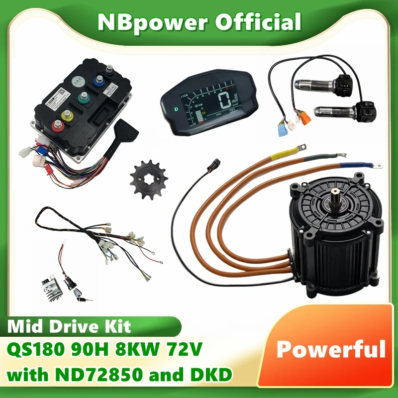 QS180 90H 8000W 72V 110KPH Mid Drive Motor For Adult Electric Motorcycle with Fardriver ND72850/ND721200/ND721800 Controller