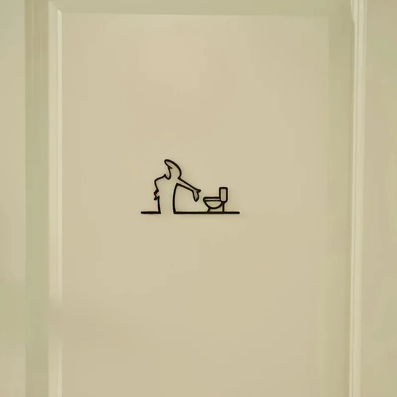2D Flat, High-Quality 2D Flat Metal Self-with holes, Black Frame Modern Home Decor for Bathroom - Easy to Install Wall Art