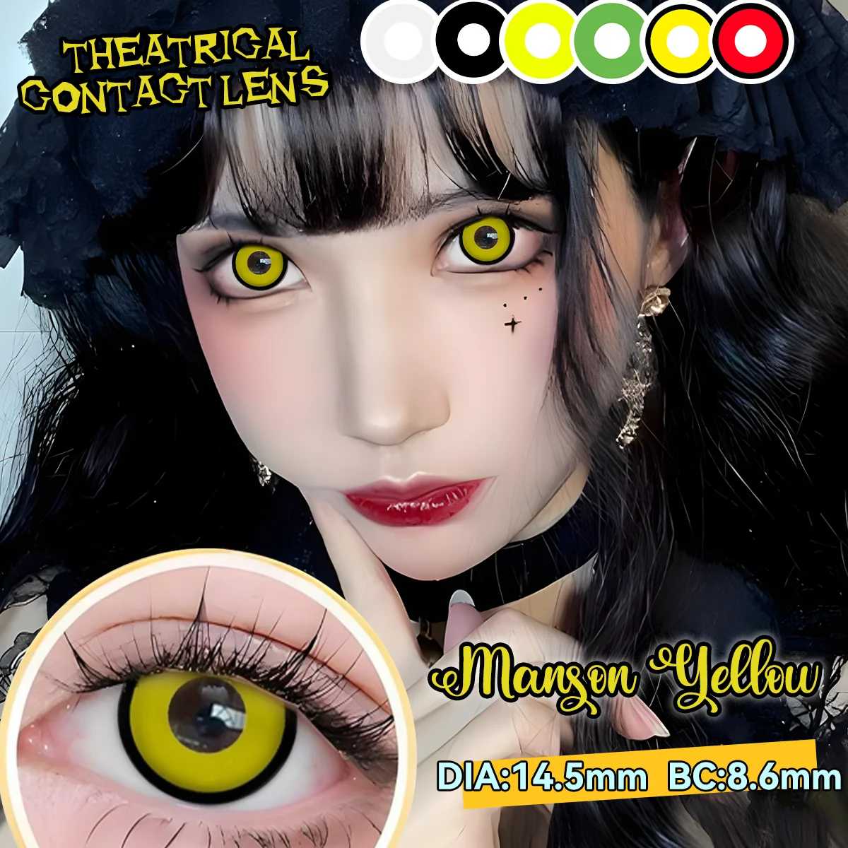 Vibrant Cyan Mesh White Colored Contact Lenses for Dramatic Cosplay & Halloween