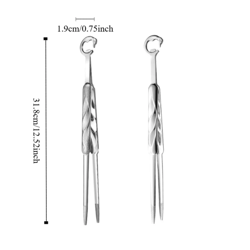 Multi-purpose Crane Shape Kitchen Food Tongs 304 Stainless Steel Extended Barbecue Clip Anti-slip Tipped Bottle Opener Canteen