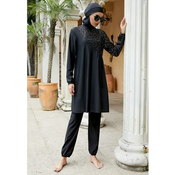 2023 Burkini Muslim Swimwear Black Swimsuit Modest Fashion Women Hijab Islamic Women Full Swimsuit Long