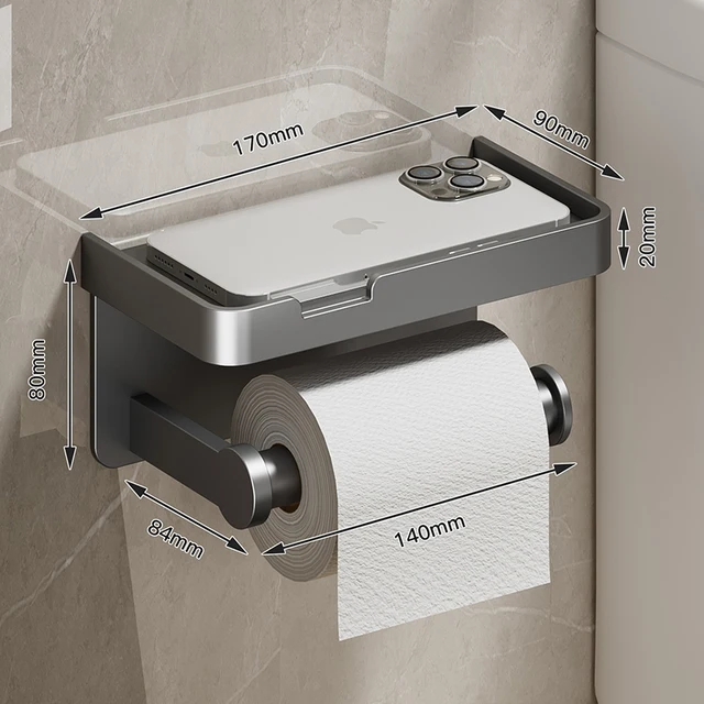 Porte-papier hygiénique en alliage d'aluminium, support mural pour salle de bains, support pour téléphone en papier WC, étagère pour rouleau de serviettes, accessoires 1