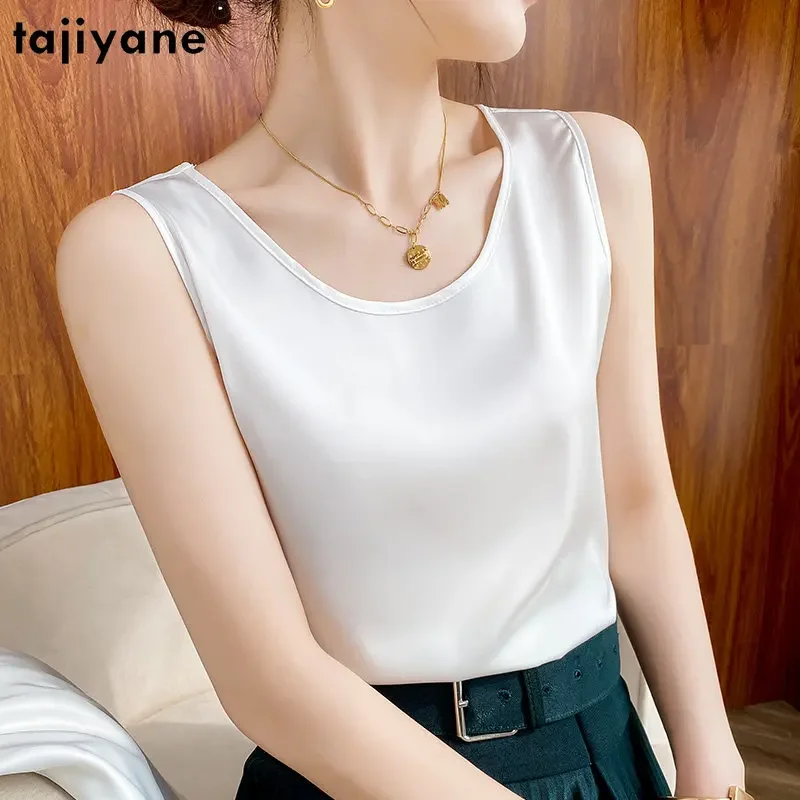 

Ayunsue 100% Mulberry Silk Tanks Top Women Real Silk Tops Summer 2024 Solid Color Tank Top Bottoming Shirt Elegant Camisole SGG