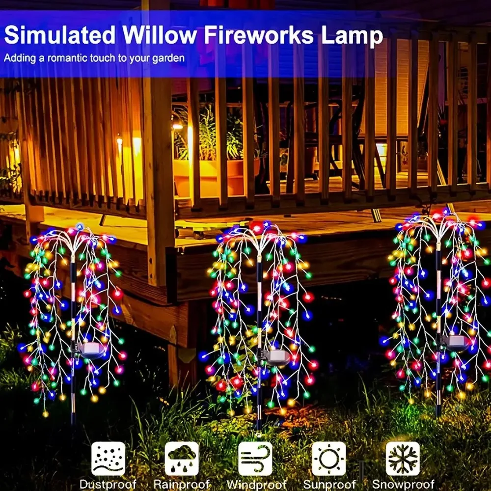 Description Picture 4 of itemNEW Solar Outdoor Lights 120/200 LEDS String Light Outdoor Solar Powered Lamp 8 Lighting Modes Garden Terrace Path Decorative