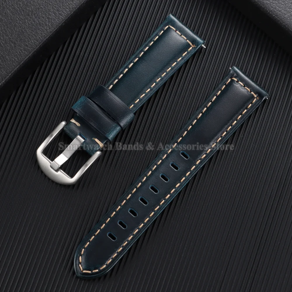 Premium Oil-Waxed Cowhide Leather Watch Strap - Waterproof Quick Release Bracelet