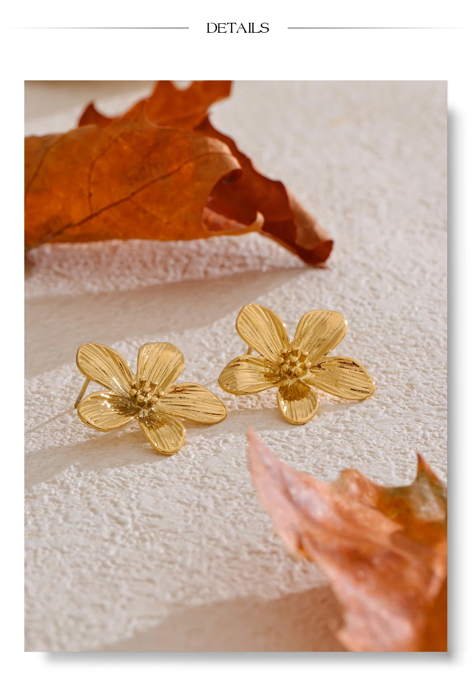 PoisedMe stainless steel flower stud earring – front view bright