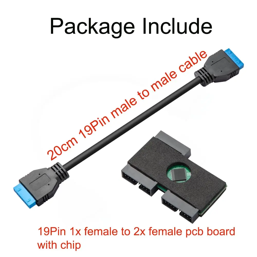 Cavo Adattatore USB 3.0 Da 20 Pin Femmina A Doppia Porta USB A Maschio, 30 Cm, Per Scheda Madre PC