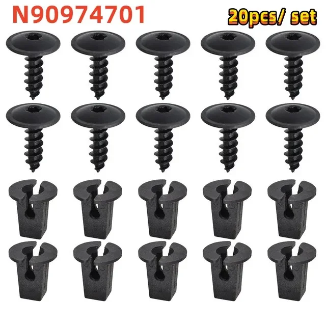 20pcs N90974701 Engine Cover Undertray Splashguard Wheel Arch Torx Screw Retainer Fastener Clips Bolt Universal For VW Audi Seat 1