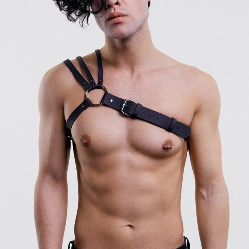 Sexy Harness Leather Chest Harness Belt Metal Rivets Gay Adjustable Belt Rave Erotic Fetish Y2k Goth Punk Clothing Accessories