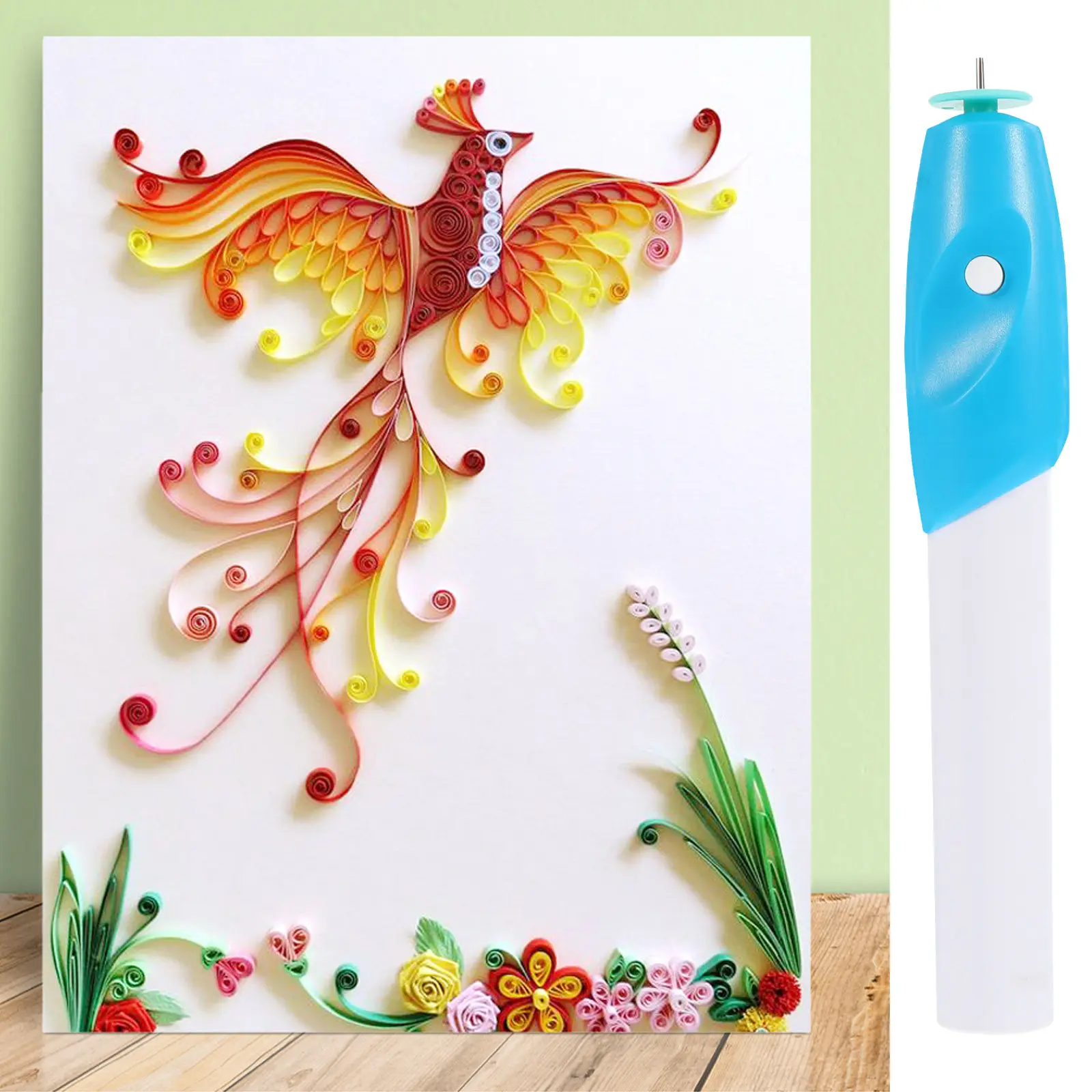 1Pcs 퀼링 펜 간편한 사용 버튼 작동식 DIY 공예 도구 수제 장식 사진 프레임 교실 파티 선물