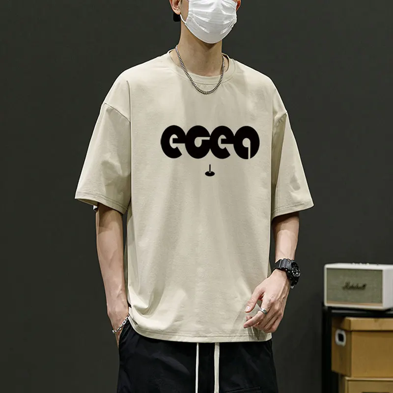 

American Retro Short Sleeve T-shirts Casual Letter Printed Men's Clothing Korean Loose O-Neck Summer Youthful Vitality Pullovers
