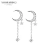85686-5455a4.jpg YUXINTOME 1 PC 925 en argent Sterling aiguille d'oreille coloré Zircon chaîne gland boucles d'oreilles pour les femmes deux trous boucle d'oreille bijoux A45