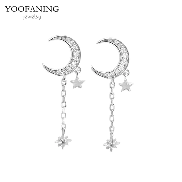 85686-5455a4.jpg YUXINTOME 1 PC 925 en argent Sterling aiguille d'oreille coloré Zircon chaîne gland boucles d'oreilles pour les femmes deux trous boucle d'oreille bijoux A45