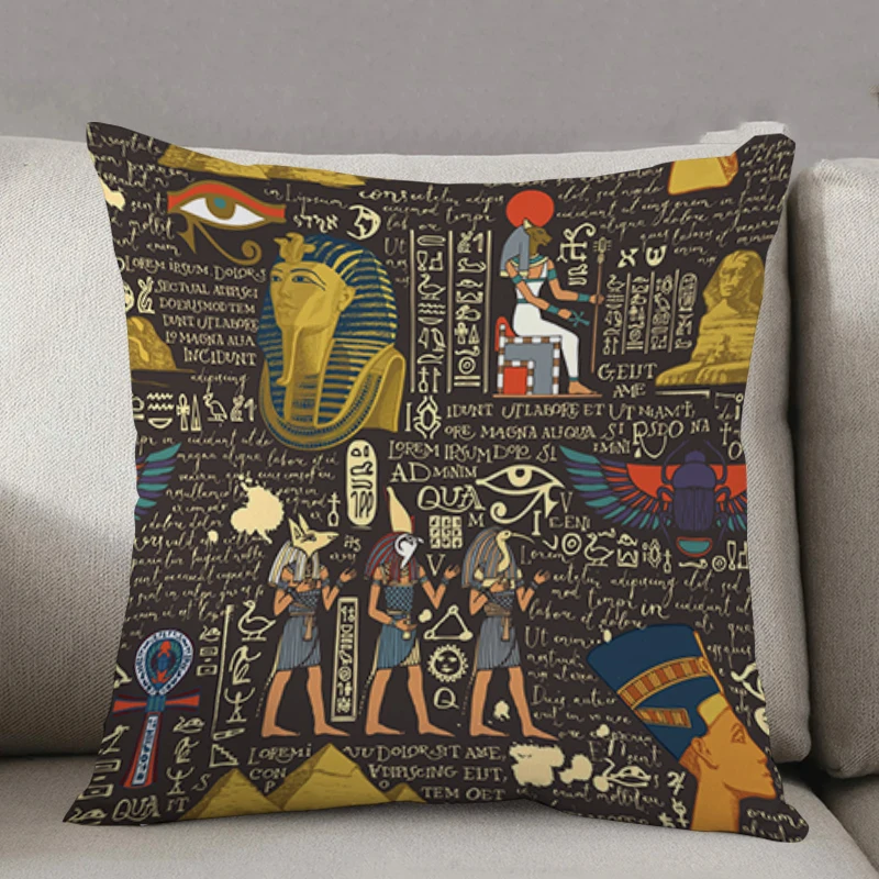 

Pillowcase 45*45 Ancient Egyptian Pharaoh Hieroglyphs Cushion Cover 50x50 Covers for Bed Pillows Decorative Pillowcases 40x40