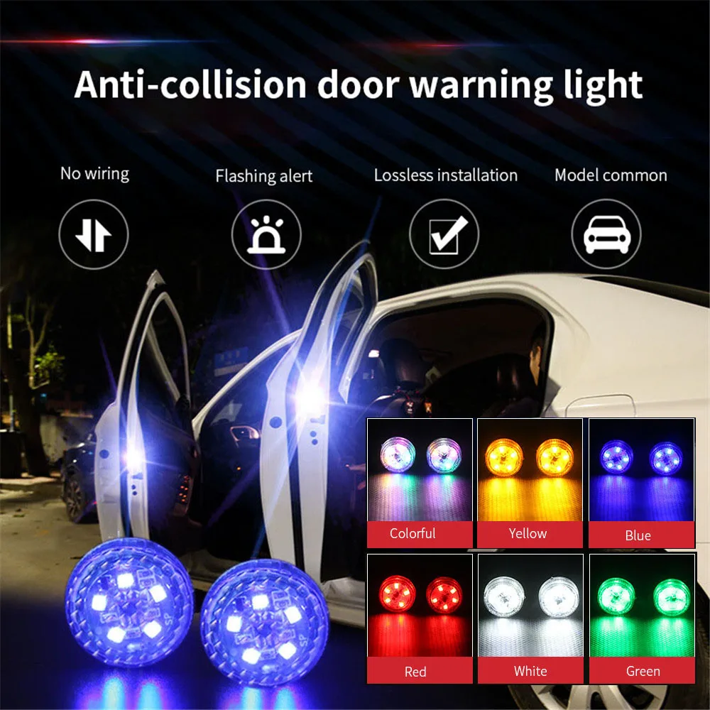 

2 pcs Anti-collision Strobe Door Warning Lights 5 High-brightness LED Lamp Beads Magnet Induction Signal Lights Night Lights