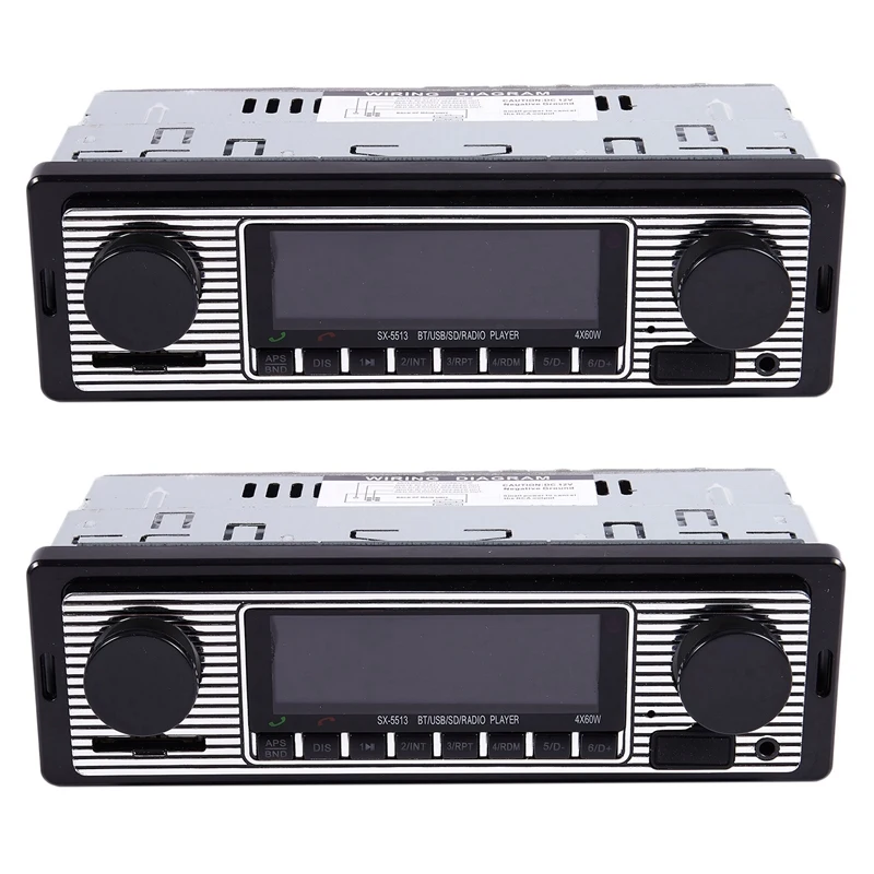 2x Bluetooth Vintage Car Radio Mp3 Player Stereo Usb Aux Classic Car Stereo Audio Car Mp3