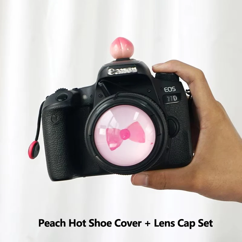 Adorable Cartoon Camera Lens Cap & Hot Shoe Cover Set - Universal Decorative Protector