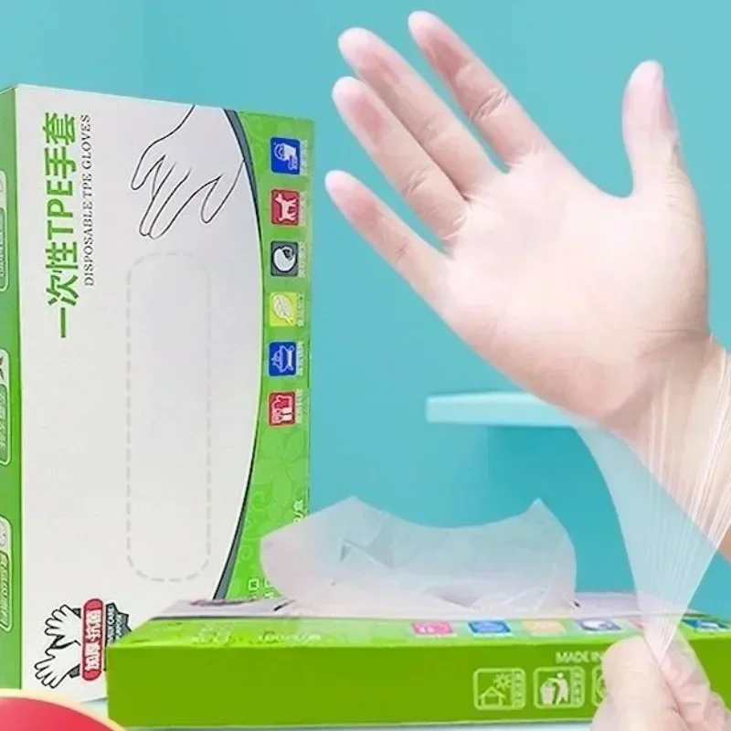 Disposable Gloves 100 New TPE Protective Transparent Thickened Food Grade Gloves for Home Use Household Cleaning Tools