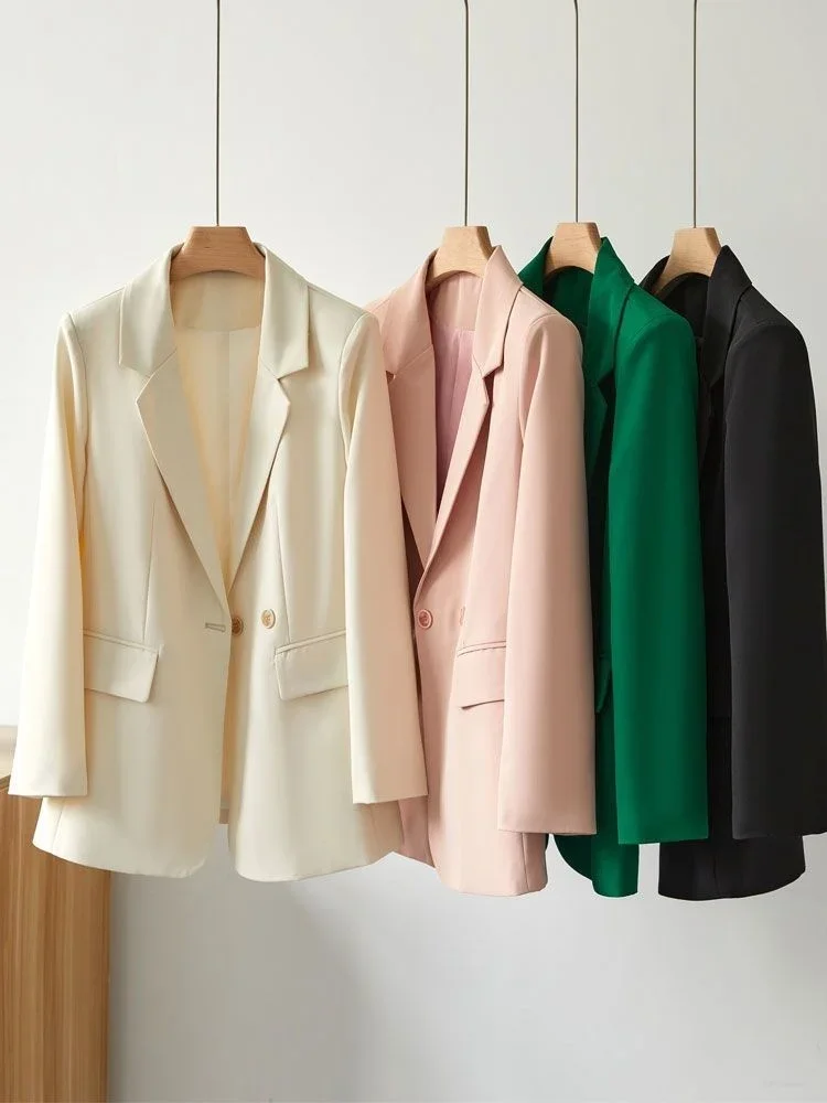 Elegant Chic Coats Fashion Top New Blazers Women Solid Double-Breasted Simple Classic Soft Elegant Simple All-match Comfortable