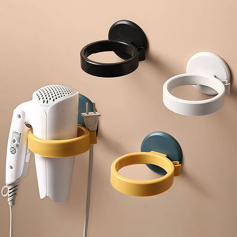 Bathroom No Drilling Wire Hanger Strong Adhesive Storage Hair Dryer Holder Wall Mounted Shelf With Strong Back Glue Straightener