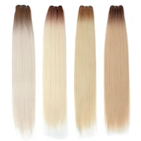 Extensions de cheveux synthétiques lisses Bio, 24-32 pouces, naturelles, douces, résistantes à la chaleur, blondes 27/30/613, tissage de cheveux protéinés 1