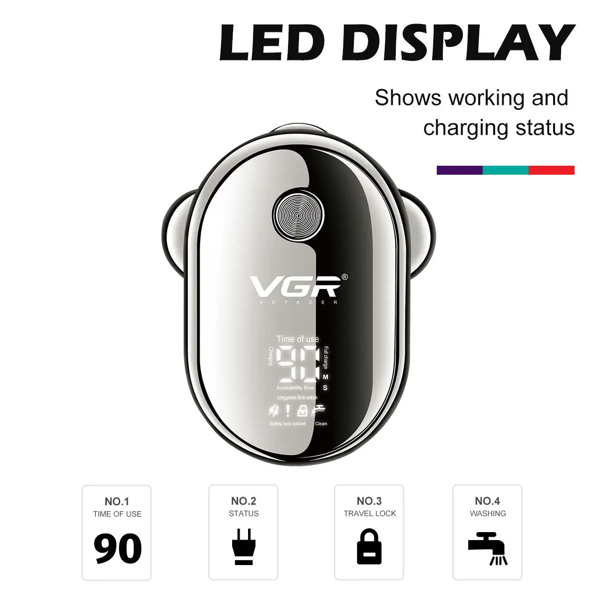 VGR 395 USB شفرات حلاقة احترافية دوارة مقاومة للما...