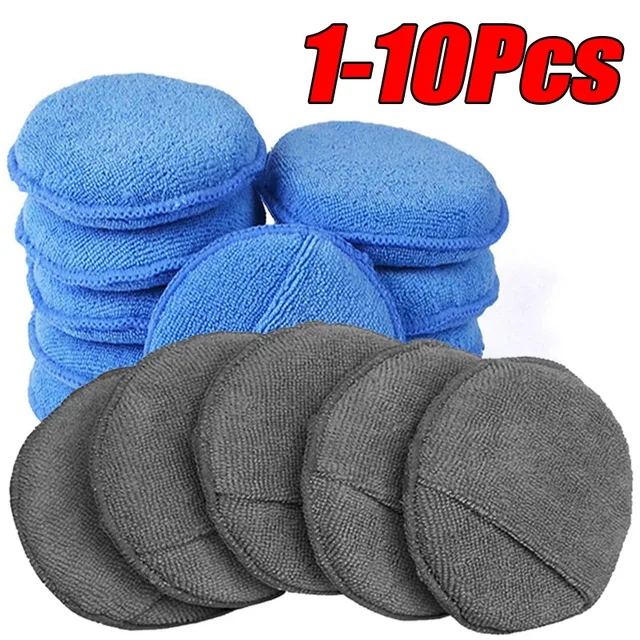 Tampons applicateurs de détail de voiture, 10 pièces, éponges de polissage de cire, éponges en mousse de poche ronde en microfibre douce, outils de nettoyage de voiture 1