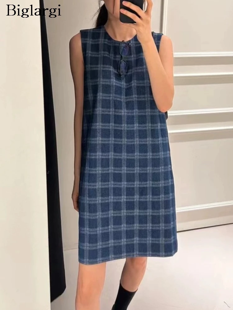 2020 New Summer Girls' Dress Korean Strap Plaid Casual Sleeveless