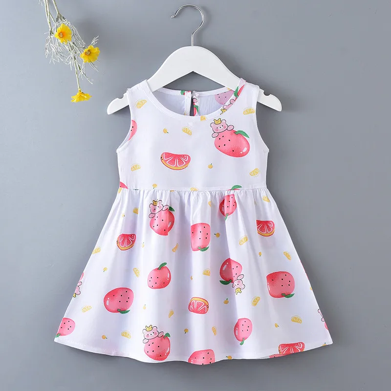 Casual Baby Girl Cotton Infant Sleeveless A-Line Pleated Vest Dress Toddler Kids Clothes Mini Princess Dress girls dress baby girl dress