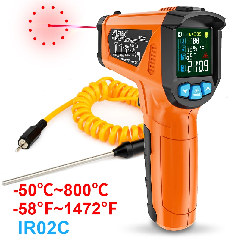 Mestek IR03A Infrared Thermometer Non-contact Temperature Meter Color LCD  Screen 