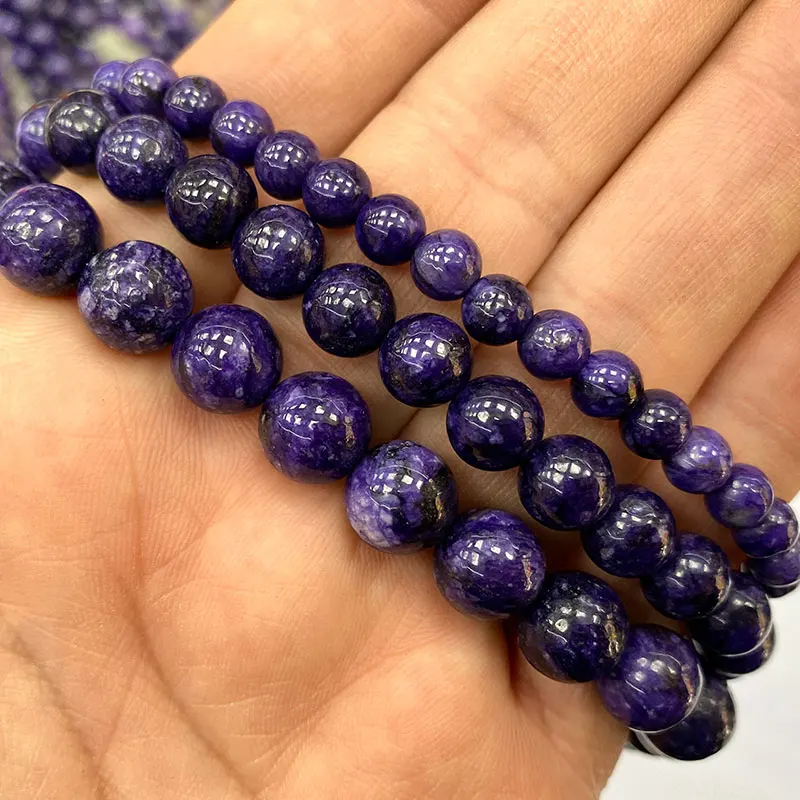 Fine Natural Round Gemstone Beads  Purple Charoite For Jewelry Making DIY Women's Bracelet Necklace Charms 6/8/10MM 15'' 3