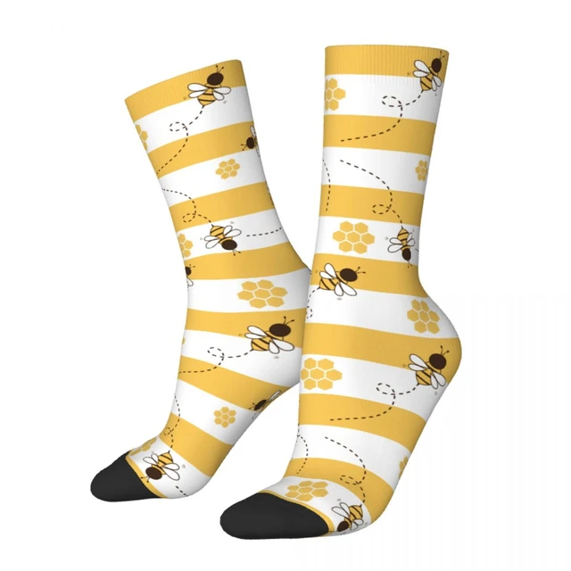 Calcetines de fútbol antideslizantes Harajuku para hombre y mujer, medias  cálidas de invierno con dibujos de abejas y panal de abeja, rayas amarillas  y blancas - AliExpress