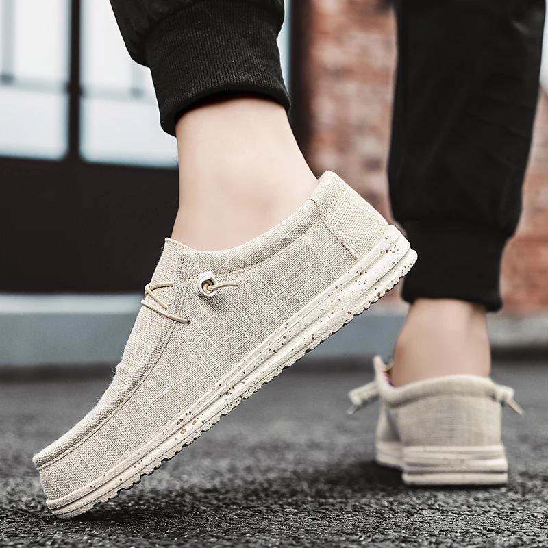 Men's Breathable Casual Canvas Slip Shoes Comfort Slip-on Loafer Soft Penny Loafers for Men Lightweight Driving Boat Shoes 3