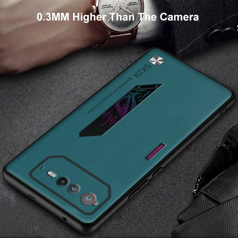 Luxury PU Leather Phone Case For Asus ROG Phone 6 Back Cover Matte Silicone Shockproof Full Camera Protection Case Coque_voghion.com