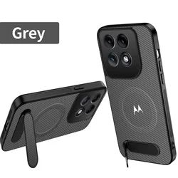 Premium Magsafe Carbon Fiber Texture Stand Cover - Motorola X70 Air Pro (GRAY)